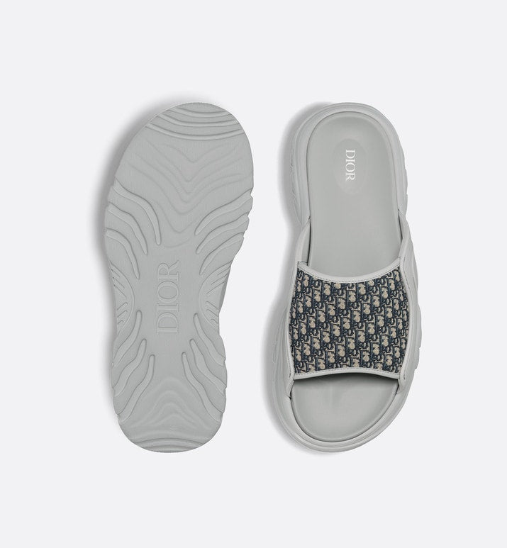 Dior H-Town Sandal • Gray Rubber with Beige and Black Dior Oblique Jacquard