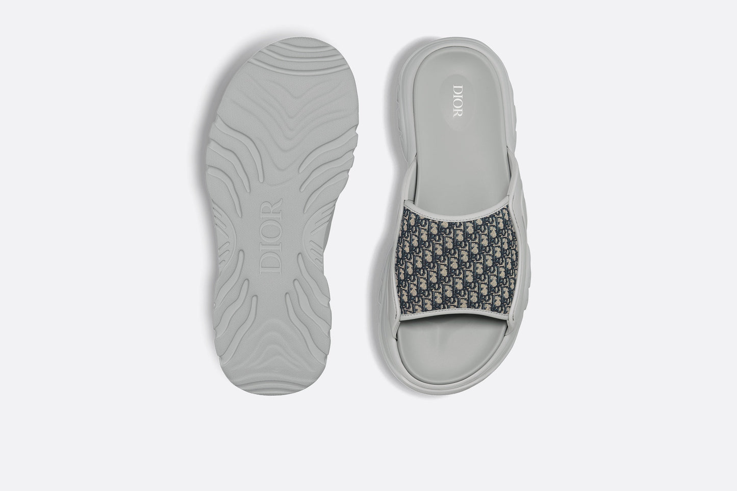 Dior H-Town Sandal • Gray Rubber with Beige and Black Dior Oblique Jacquard