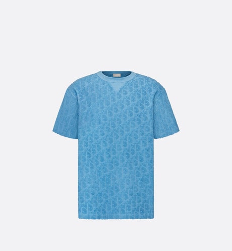 Dior Oblique Relaxed-Fit T-Shirt • Blue Terry Cotton Jacquard