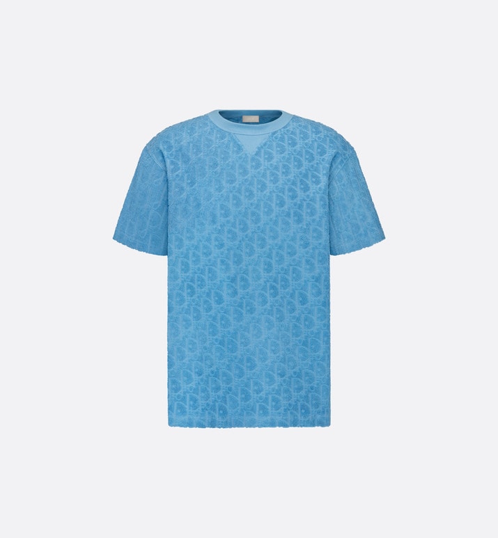 Dior Oblique Relaxed-Fit T-Shirt • Blue Terry Cotton Jacquard