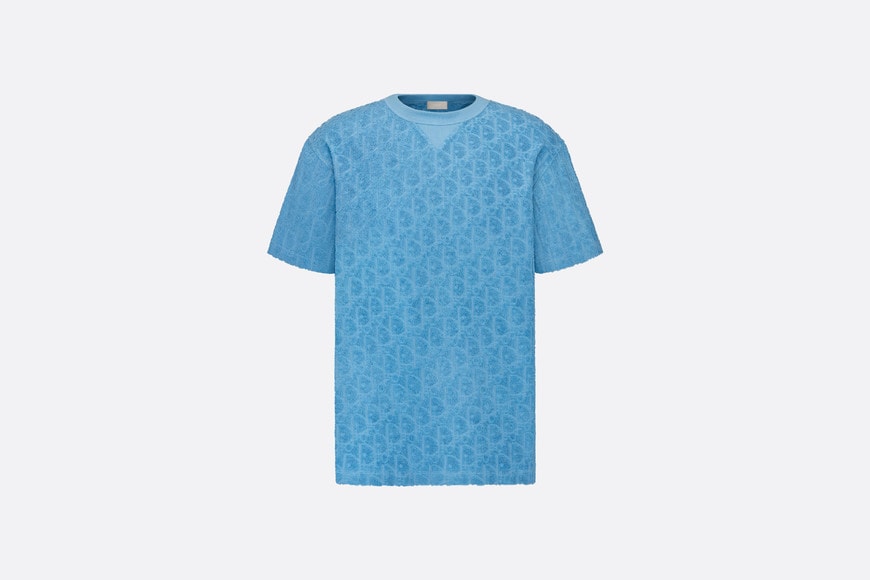 Dior Oblique Relaxed-Fit T-Shirt • Blue Terry Cotton Jacquard