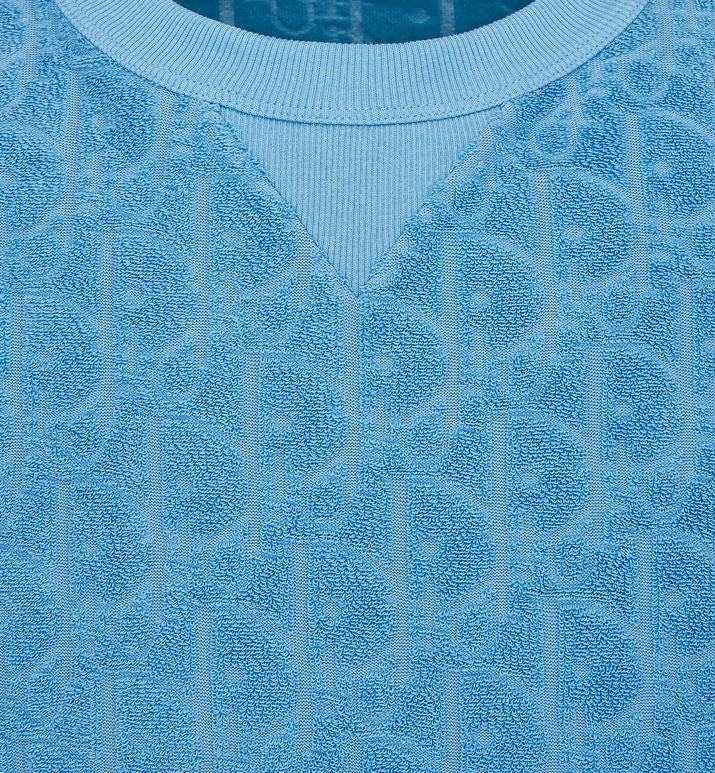 Dior Oblique Relaxed-Fit T-Shirt • Blue Terry Cotton Jacquard