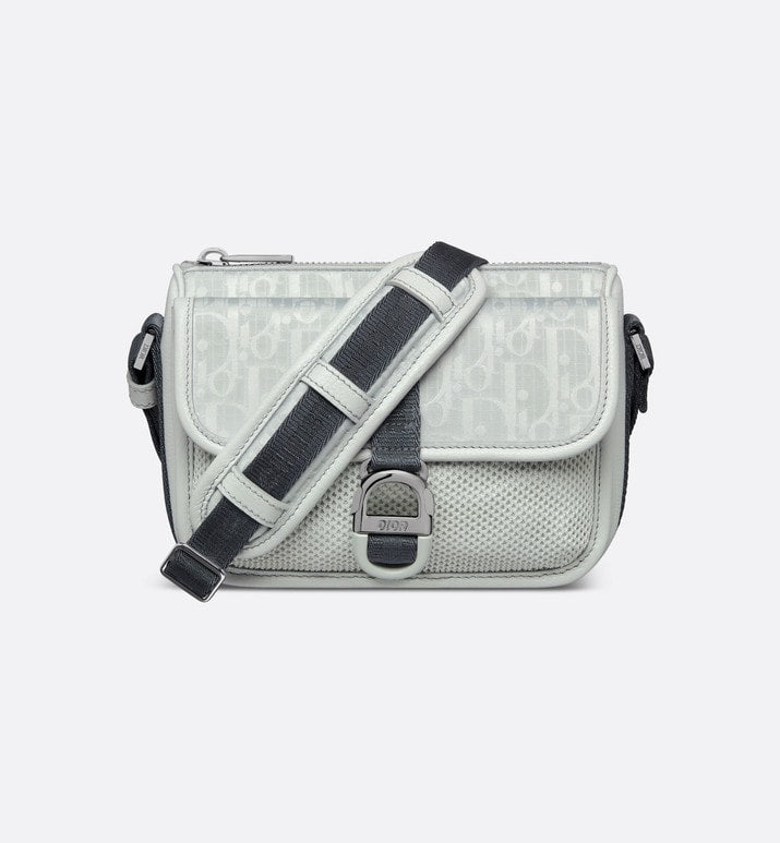 Mini Dior Aqua DIOR AND PARLEY Bag with Strap • Ice Parley Ocean Plastic® Dior Oblique Mirage Nylon