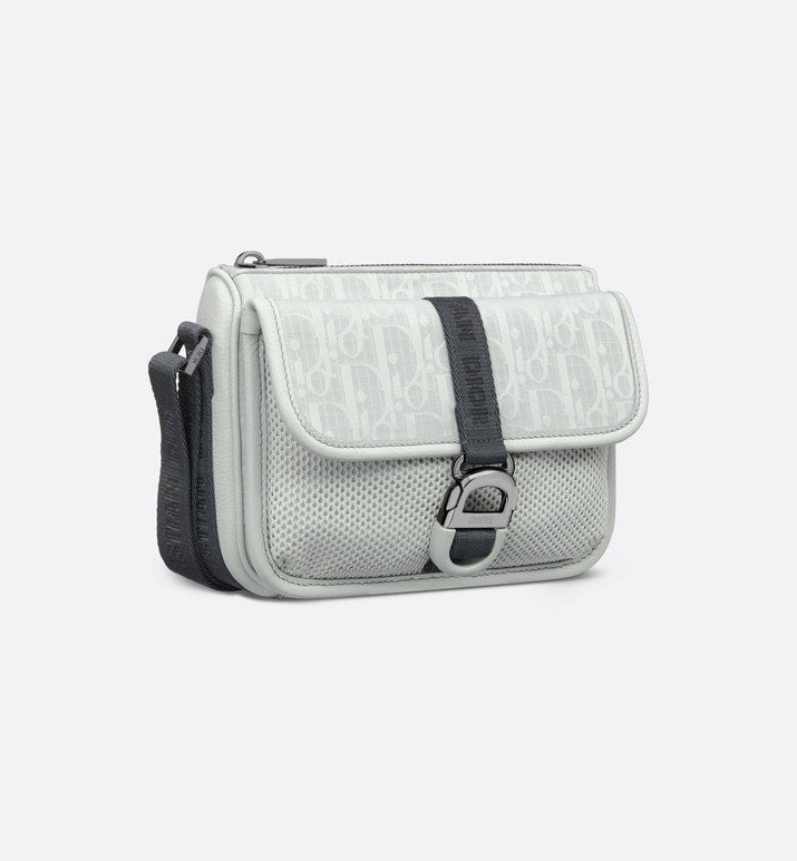 Mini Dior Aqua DIOR AND PARLEY Bag with Strap • Ice Parley Ocean Plastic® Dior Oblique Mirage Nylon