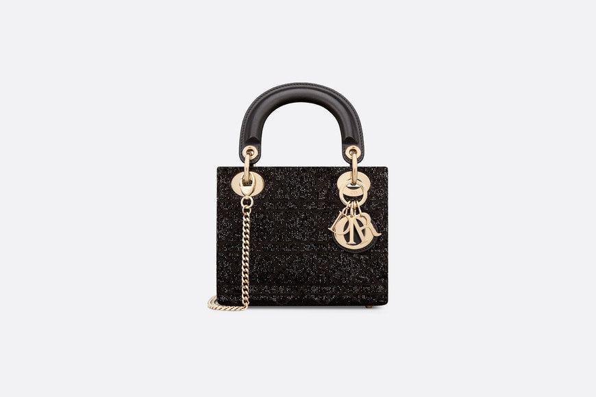 Mini Lady Dior Bag • Black Cannage Cotton with Micropearl Embroidery