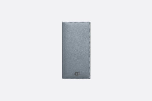 Vertical Long Wallet • Dior Gray Grained Calfskin with CD Icon Signature