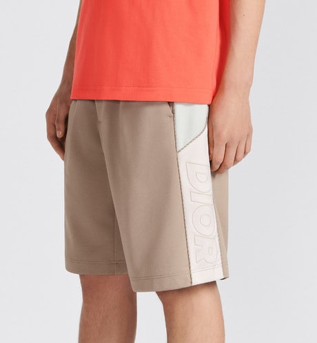 Track Shorts • Beige Cotton-Blend Jersey