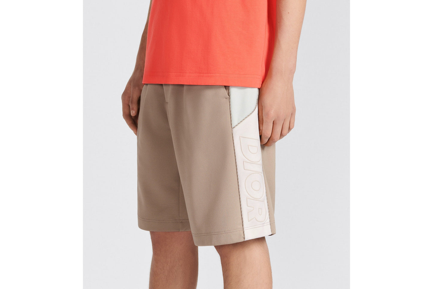 Track Shorts • Beige Cotton-Blend Jersey