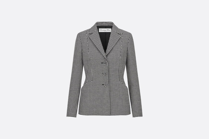 30 Montaigne Bar Jacket • Black and White Single-Breasted Houndstooth Wool
