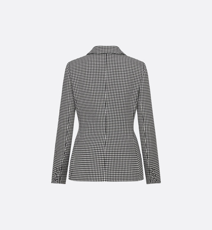 30 Montaigne Bar Jacket • Black and White Single-Breasted Houndstooth Wool
