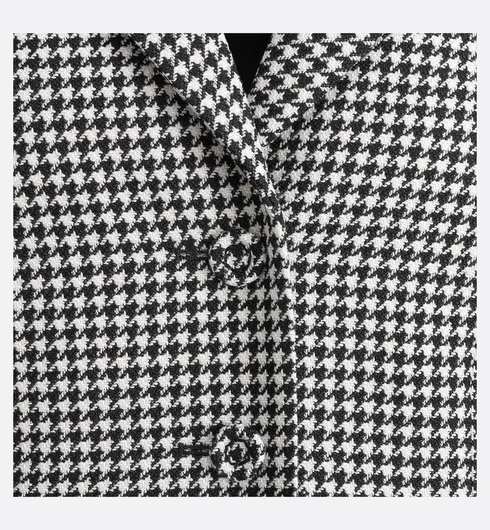 30 Montaigne Bar Jacket • Black and White Single-Breasted Houndstooth Wool