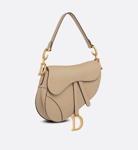 Saddle Bag with Strap • Sand-Colored Grained Calfskin