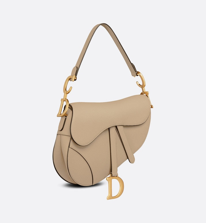 Saddle Bag with Strap • Sand-Colored Grained Calfskin