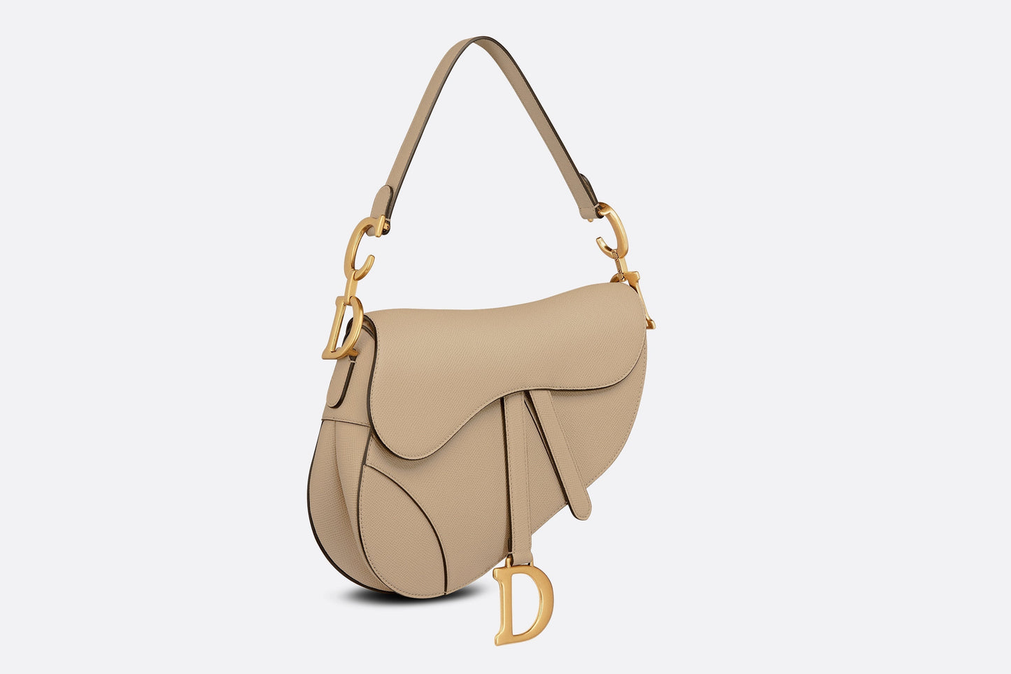 Saddle Bag with Strap • Sand-Colored Grained Calfskin