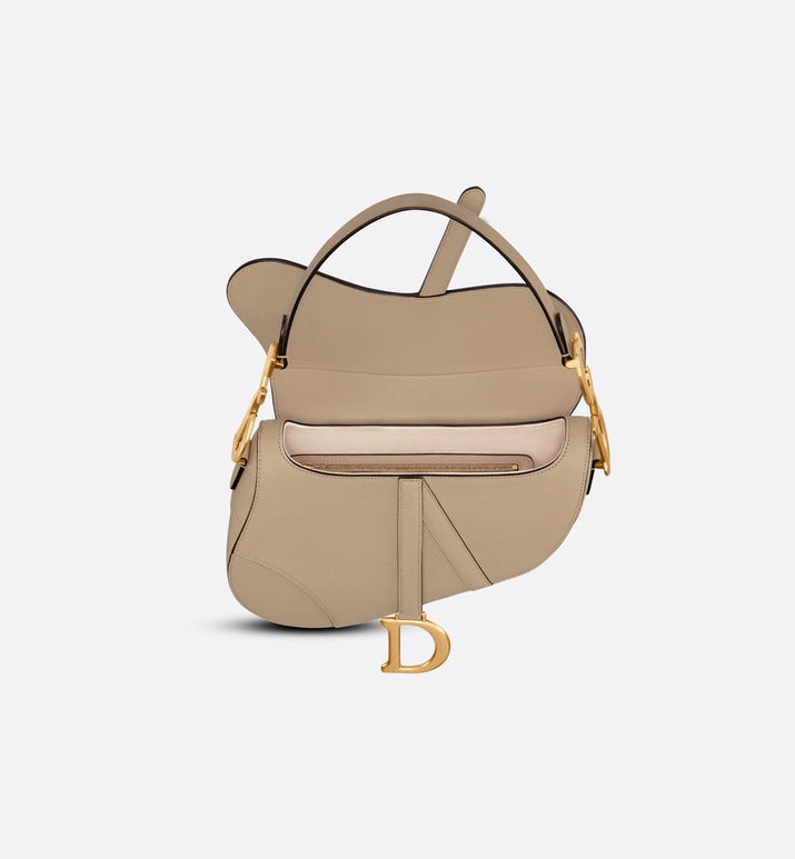 Saddle Bag with Strap • Sand-Colored Grained Calfskin