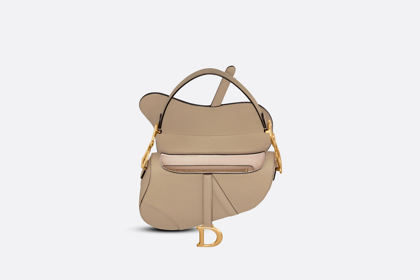 Saddle Bag with Strap • Sand-Colored Grained Calfskin