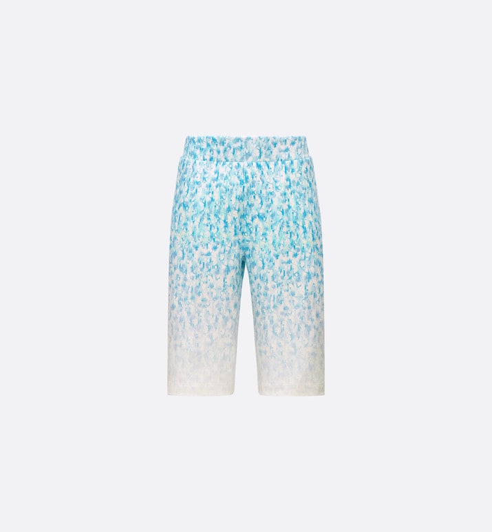 Kid's Track Shorts • Light Blue and Ivory Dior Oblique Dip-Dye Printed Cotton Fleece