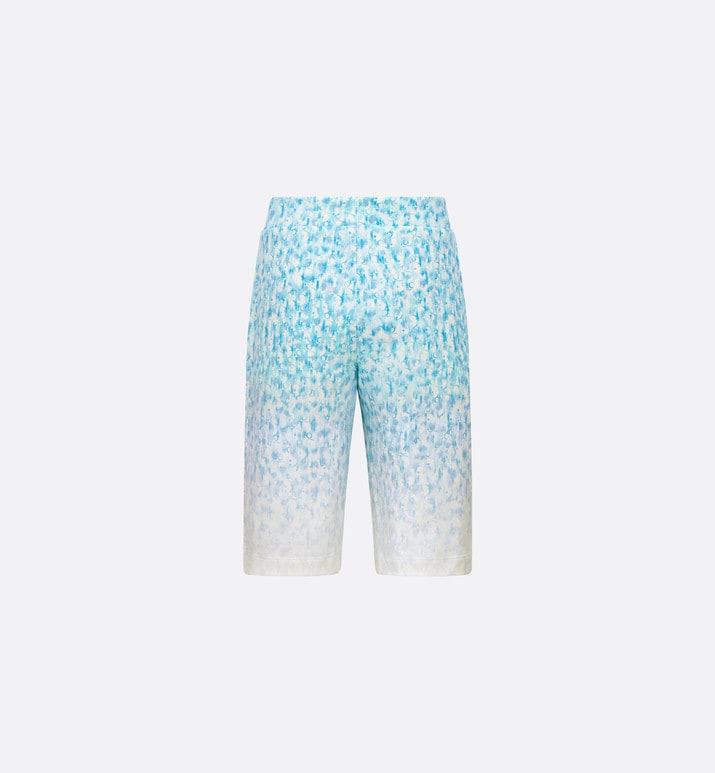 Kid's Track Shorts • Light Blue and Ivory Dior Oblique Dip-Dye Printed Cotton Fleece