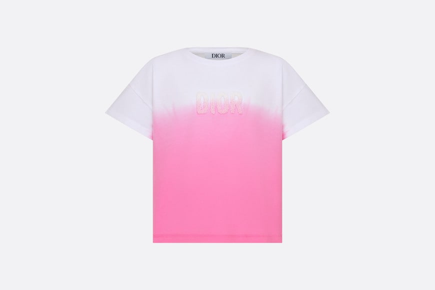 Kid's T-Shirt • Ivory and Pop Pink Dip-Dye Printed Cotton Jersey
