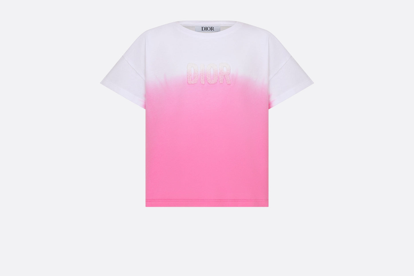 Kid's T-Shirt • Ivory and Pop Pink Dip-Dye Printed Cotton Jersey