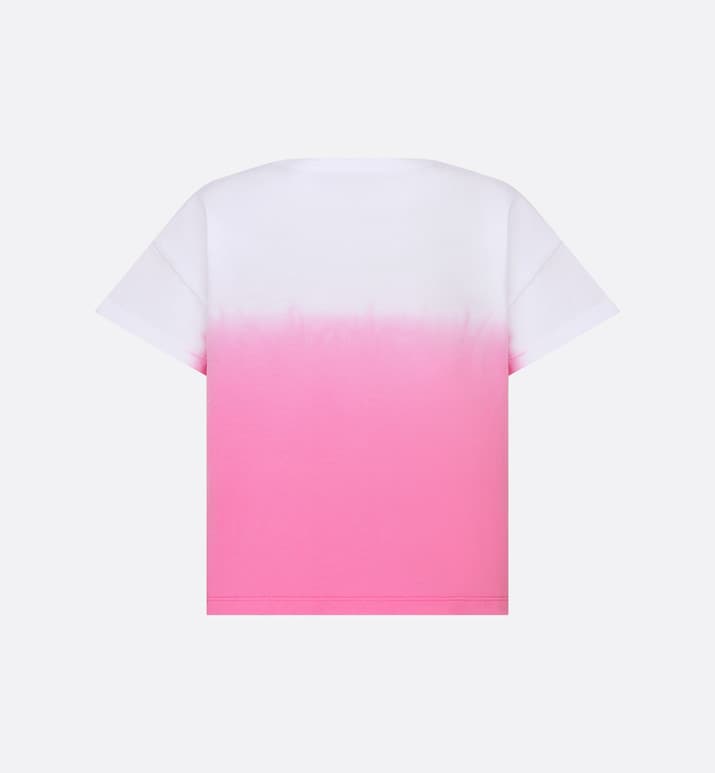 Kid's T-Shirt • Ivory and Pop Pink Dip-Dye Printed Cotton Jersey