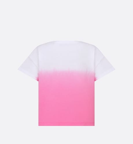 Kid's T-Shirt • Ivory and Pop Pink Dip-Dye Printed Cotton Jersey