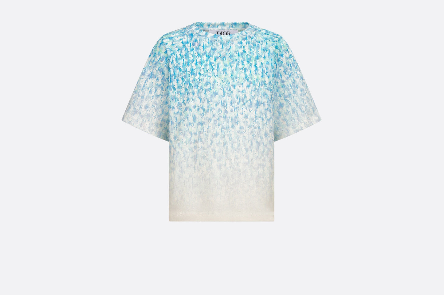 Kid's T-Shirt • Light Blue and Ivory Dior Oblique Dip-Dye Printed Cotton Jersey