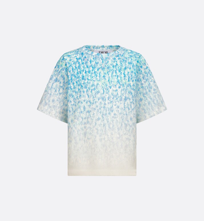 Kid's T-Shirt • Light Blue and Ivory Dior Oblique Dip-Dye Printed Cotton Jersey