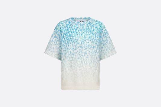 Kid's T-Shirt • Light Blue and Ivory Dior Oblique Dip-Dye Printed Cotton Jersey