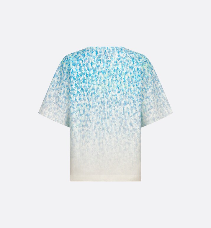 Kid's T-Shirt • Light Blue and Ivory Dior Oblique Dip-Dye Printed Cotton Jersey