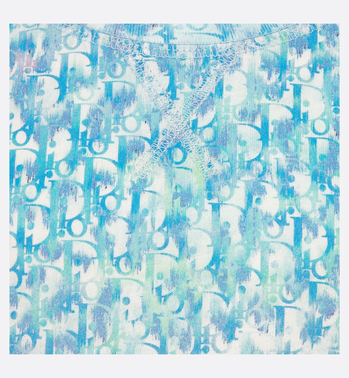 Kid's T-Shirt • Light Blue and Ivory Dior Oblique Dip-Dye Printed Cotton Jersey