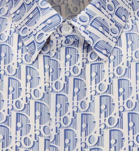 Dior Oblique Short-Sleeved Shirt • Blue Striped Silk Twill