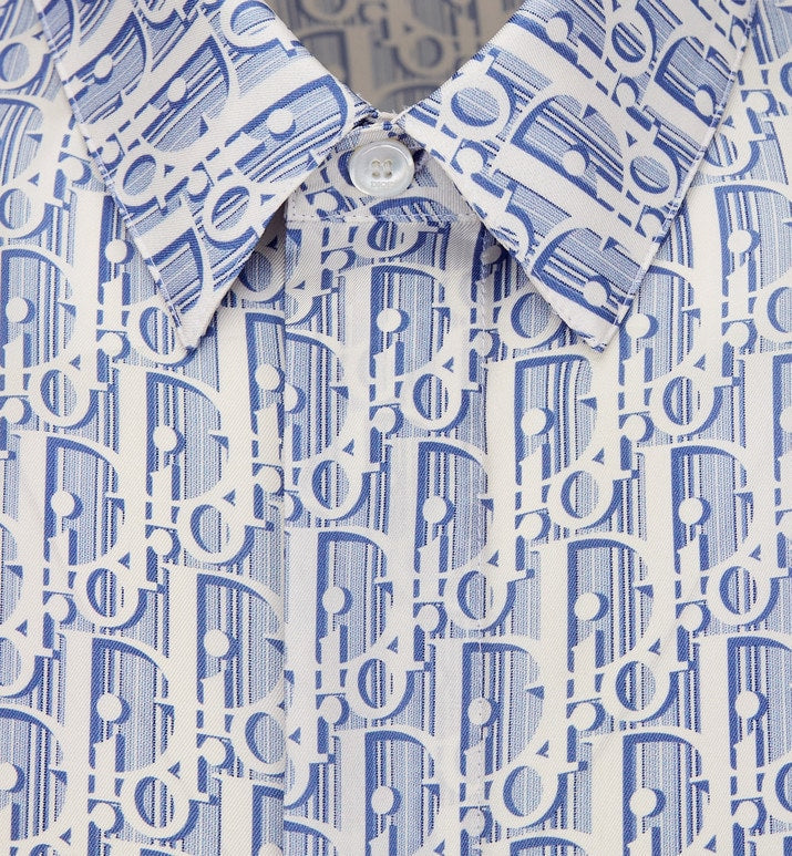 Dior Oblique Short-Sleeved Shirt • Blue Striped Silk Twill