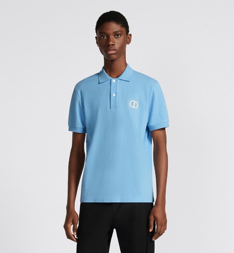 CD Icon Polo Shirt • Blue Cotton Piqué