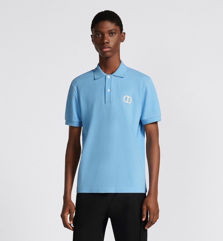 CD Icon Polo Shirt • Blue Cotton Piqué