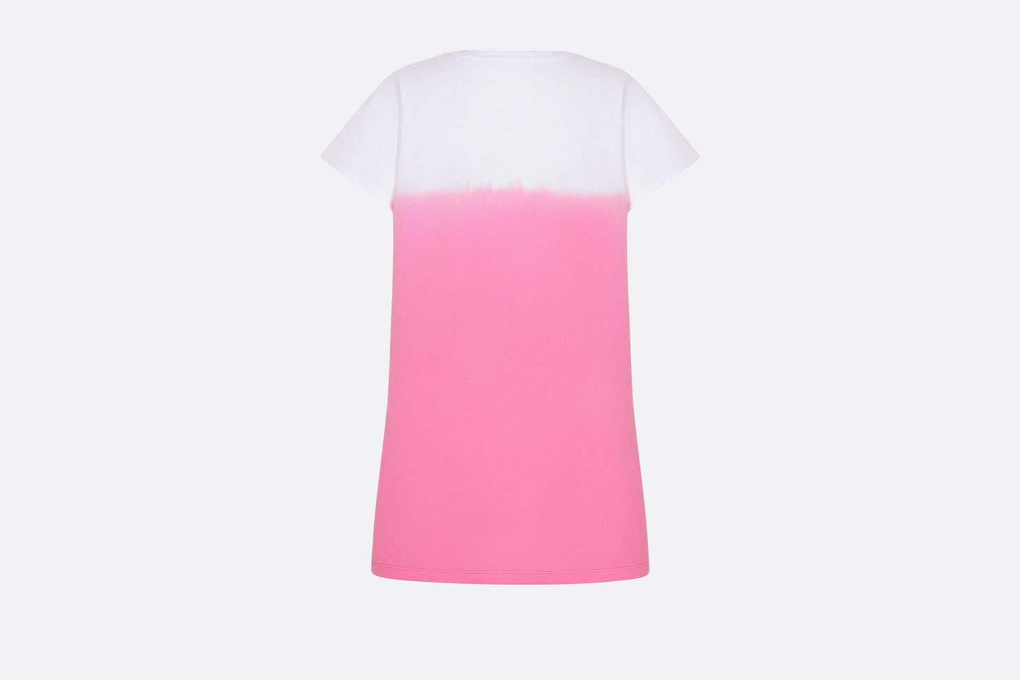 Kid's Straight-Cut Dress • Ivory and Pop Pink Dip-Dye Printed Cotton Jersey