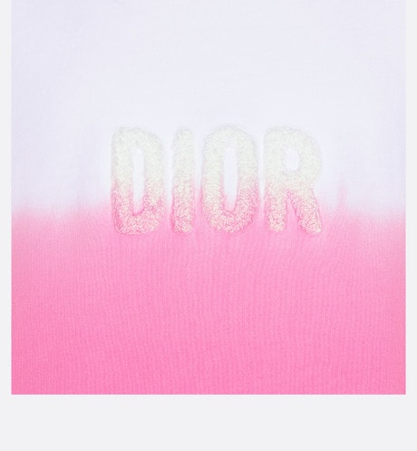 Kid's Straight-Cut Dress • Ivory and Pop Pink Dip-Dye Printed Cotton Jersey