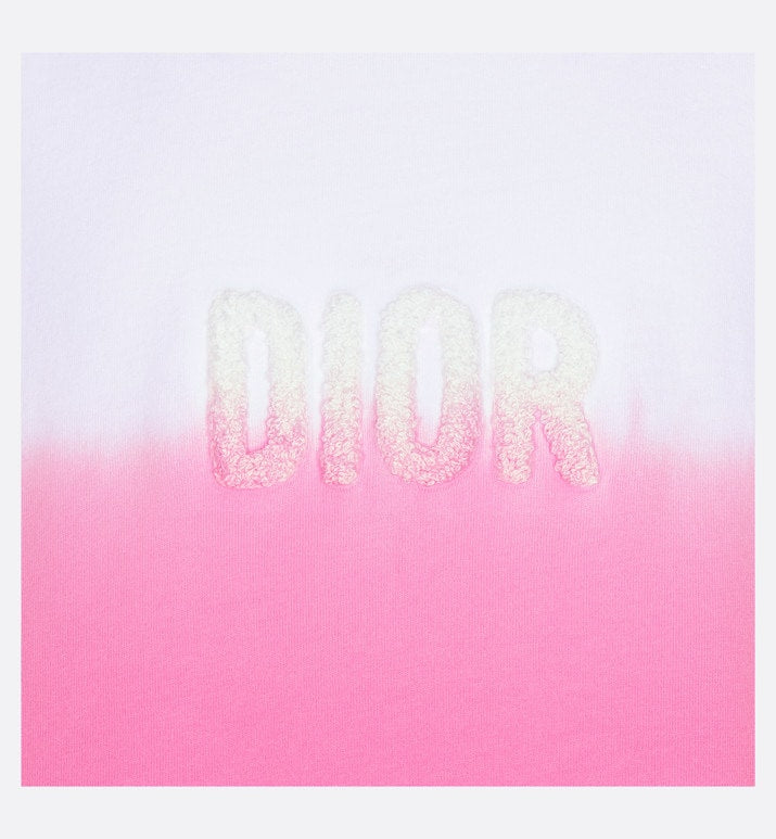 Kid's Straight-Cut Dress • Ivory and Pop Pink Dip-Dye Printed Cotton Jersey