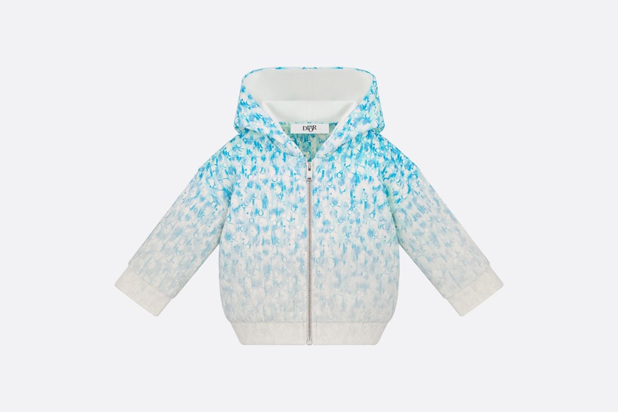 Baby Hooded Sweatshirt • Light Blue and Ivory Dior Oblique Dip-Dye Printed Cotton Fleece