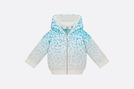 Baby Hooded Sweatshirt • Light Blue and Ivory Dior Oblique Dip-Dye Printed Cotton Fleece