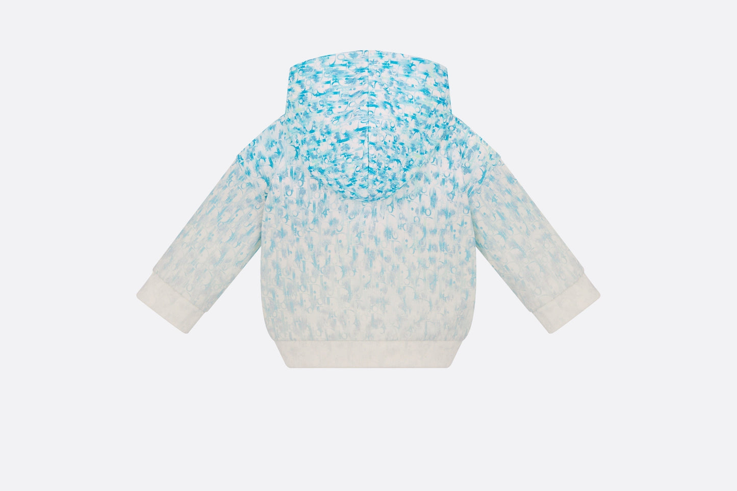 Baby Hooded Sweatshirt • Light Blue and Ivory Dior Oblique Dip-Dye Printed Cotton Fleece