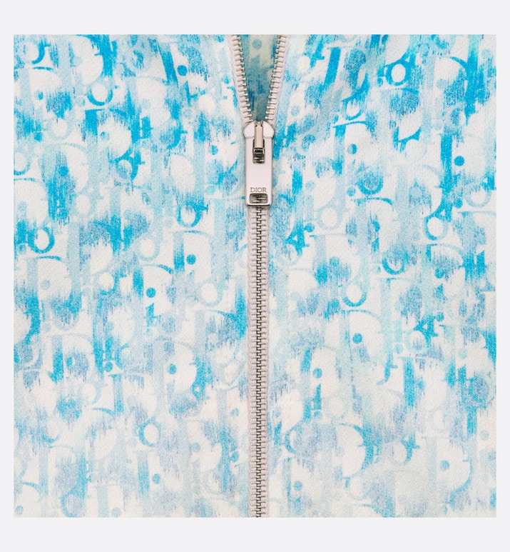 Baby Hooded Sweatshirt • Light Blue and Ivory Dior Oblique Dip-Dye Printed Cotton Fleece