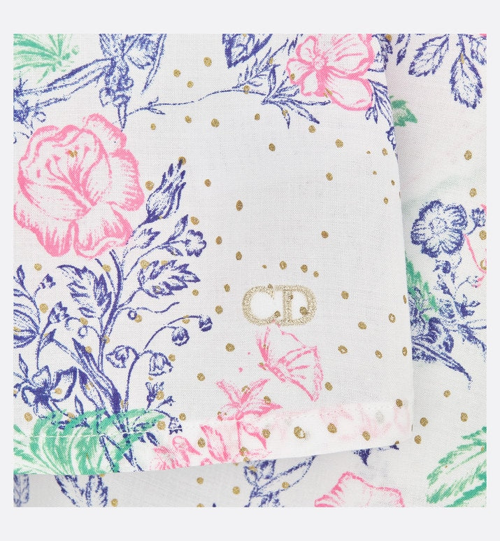 Kid's Short-Sleeved Shirt • Ivory Cotton Voile with Sparkly Multicolor Dior Botanica Print