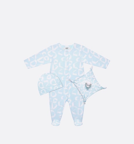 Newborn Gift Set • Light Blue Cotton Jersey with Ivory Revisited CD Motif