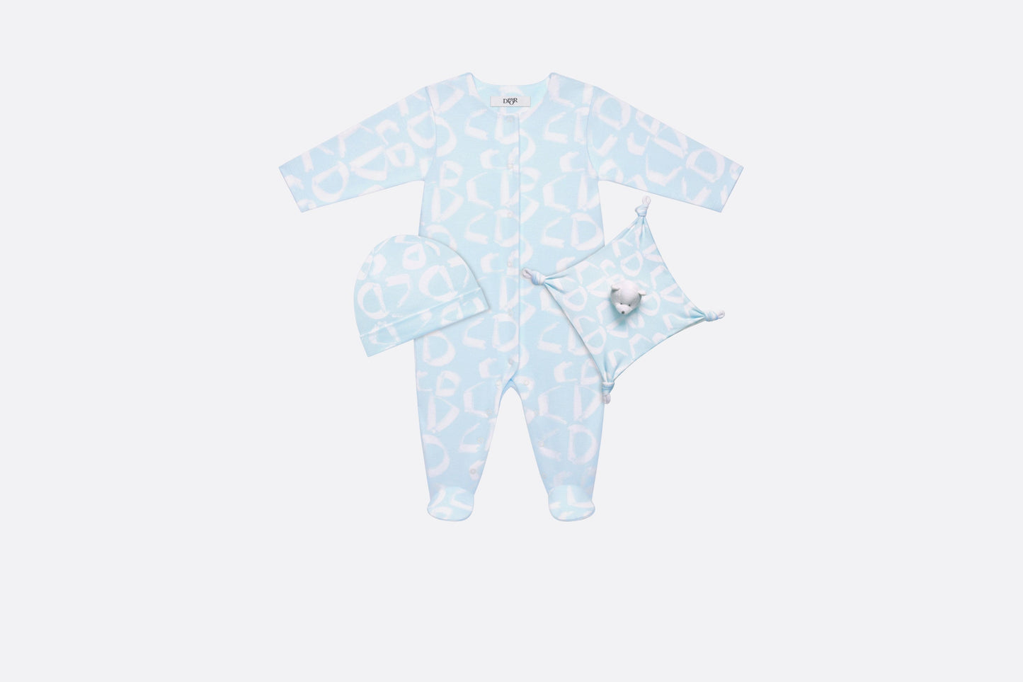 Newborn Gift Set • Light Blue Cotton Jersey with Ivory Revisited CD Motif