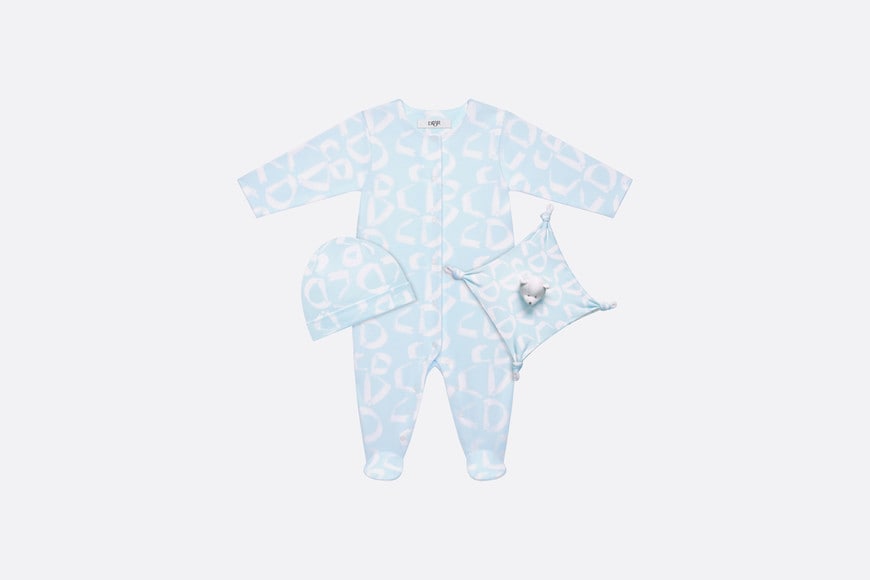 Newborn Gift Set • Light Blue Cotton Jersey with Ivory Revisited CD Motif