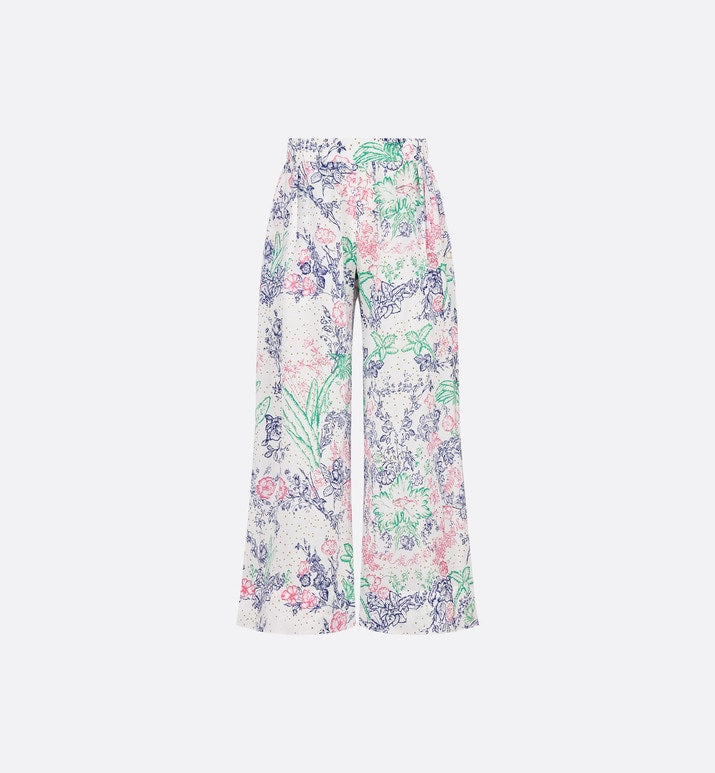 Kid's Loose Pants • Ivory Cotton Voile with Sparkly Multicolor Dior Botanica Print
