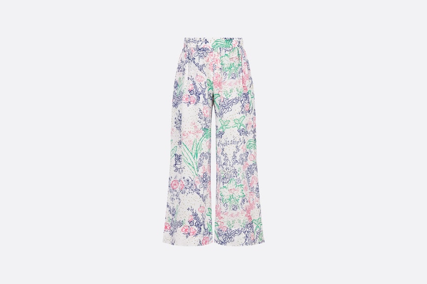 Kid's Loose Pants • Ivory Cotton Voile with Sparkly Multicolor Dior Botanica Print