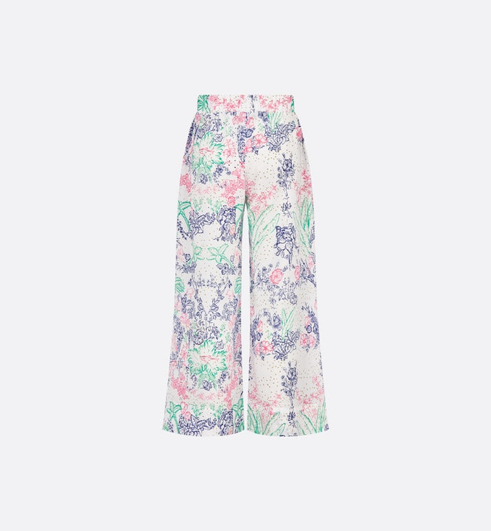 Kid's Loose Pants • Ivory Cotton Voile with Sparkly Multicolor Dior Botanica Print