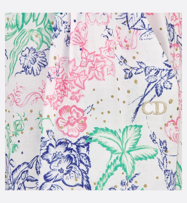 Kid's Loose Pants • Ivory Cotton Voile with Sparkly Multicolor Dior Botanica Print